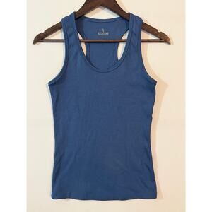 BLVD Ribbed Racerback Tank – Large - Steel/Slate Blue